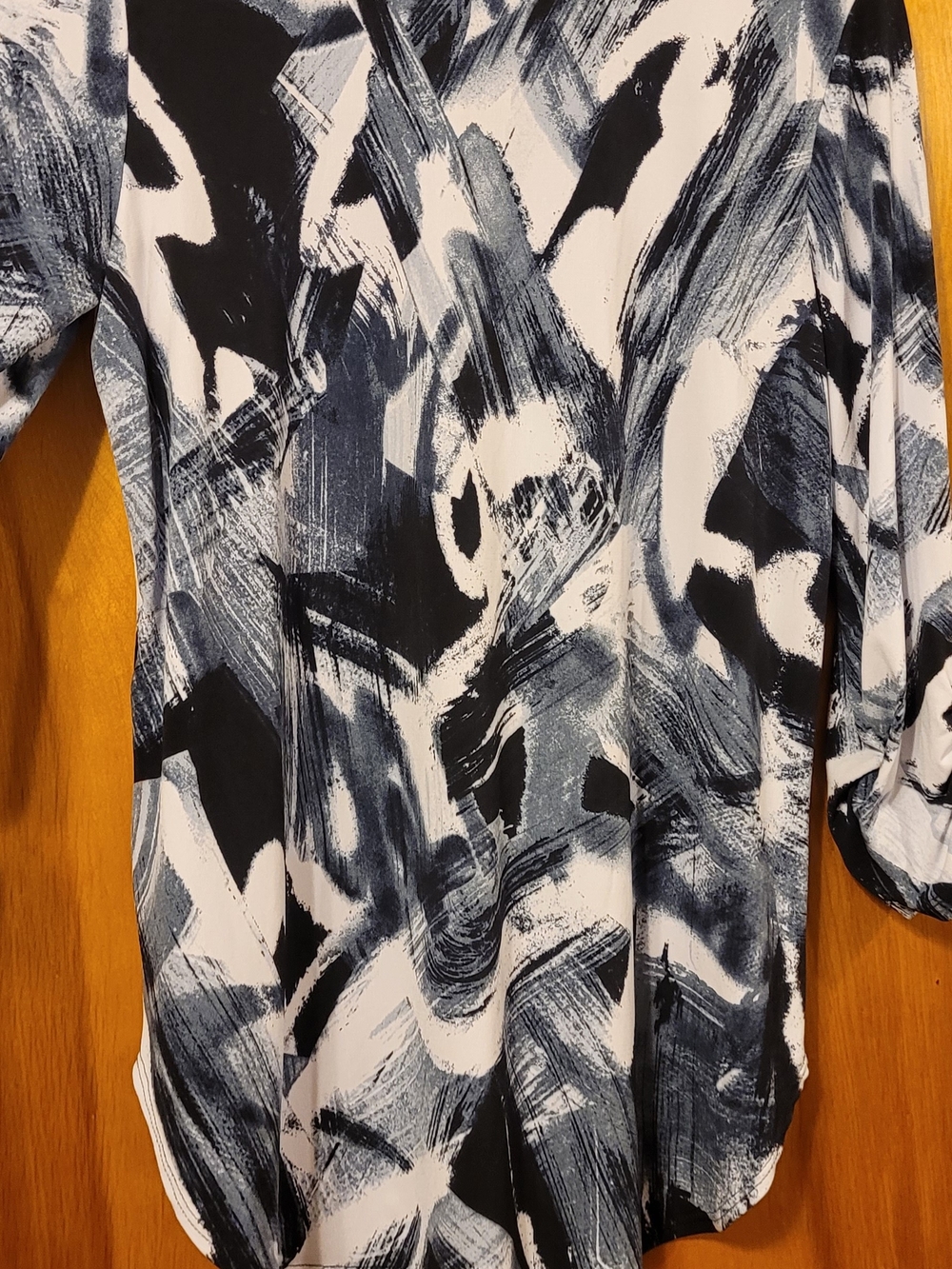 Joseph Ribkoff Black, White & Gray Abstract Zip Tunic - Picture 4 of 4